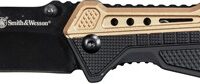 S&W KNIFE BLACK/FDE SPRING AST - 3.5" BLACK BLADE RUB/ALUM