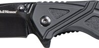 S&W KNIFE BLACK RUBBER 3" BLK - OXIDE BLADE W/POCKET CLIP
