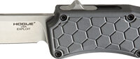 HOGUE EXPLOIT 3.5" OTF AUTO - ALUMINUM CLIP POINT BLADE GREY