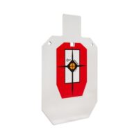 EZ-Aim Hardrock AR500 IPSC Silhouette Shooting Target 9"W x 14.875H" White/Red/Black