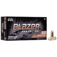 CCI Blazer Brass Handgun Ammunition 9mm Luger 124 gr. FMJ 1090 fps 50/ct