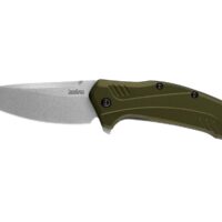 Kershaw Link Drop Point Knife Olive Aluminum (3.25" Stonewash 20CV)