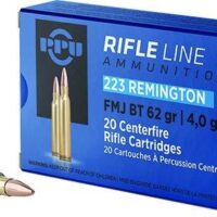 PPU Rifle Ammunition .223 Remington FMJ BT 62gr 3042 fps 20/ct