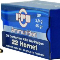 PPU Rifle Ammunition .22 Hornet 45 gr SP 2430 fps 50/ct