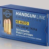 PPU Handgun Ammunition .45 ACP  230 gr FMJ  836 fps 50/ct