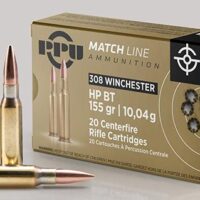 PPU Match Rifle Ammunition .308 WIN. 155 gr HPBT 2610 fps 20/ct