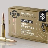PPU Match Rifle Ammunition 7.62mm x 54R Match 182 gr FMJ-BT 2625 fps 20/ct