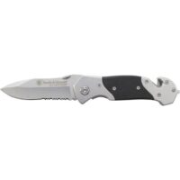 Smith & Wesson 1st Response Drop Point Folding Knife 3 3/10" Blade Black and Silver