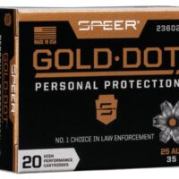 Speer Gold Dot Handgun Ammunition 25 ACP 35 gr HP 900 fps 20/ct
