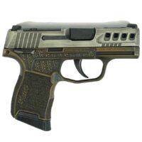 Sig Sauer Distressed Gray Slide/Brown Octagon Grip P365-380 Handgun 380 Auto 10rd Magazine 3.1" Barrel Black Manual Safety