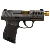 Sig Sauer P365 "Gold Bug" Handgun 9mm luger 10rd Magazines(2) 3.7" Threaded Gold Barrel Tactical Cut Distressed Grey Slide/Brown Grip Octagon Stippling