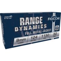 Fiocchi Pistol Shooting Dynamics Handgun Ammunition 9mm Luger 124 gr FMJ 1150 fps 1000/Case (20-50/ct Boxes)