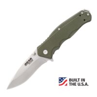 Bear & Son G10 Sideliner Folding Knife 3-3/8" Drop Point Blade OD Green with Trigger Boxed