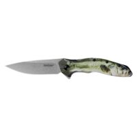 Kershaw Shoreline Bass Folding Knife 3" Drop Point Blade Green Bass