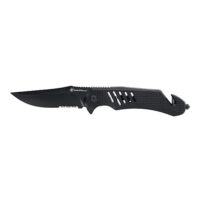 Smith & Wesson Extreme Ops Folding Knife 3-1/2" Clip Point Blade Black with Glass Breaker and Strap Cutter