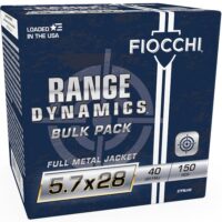 Fiocchi Range Dynamics Handgun Ammunition 5.7x28 FN 40gr FMJ 1700 fps 150/ct