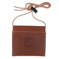 Riven Leather Diaphragm Call Pouch and Lanyard Brown
