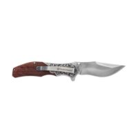 Smith & Wesson Unwavered Folding Knife 3-1/4" Clip Point Blade Engraved Wood Blister