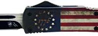 TEMPLAR KNIFE SLIM OTF BETSY - ROSS FLAG 3.1" BLACK DROP PNT