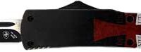 TEMPLAR KNIFE SLIM OTF TEMPLAR - FLAG 3.1" BLACK DROP POINT
