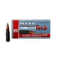 Maxxtech NFR Steel Case Rifle Ammunition 7.62x39mm 123gr FMJ Boxer Primed 2428 fps 20/ct