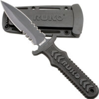 RUKO FIXED BLADE BOOT KNIFE 4" - SPEAR SERRATED CLAMSHELL