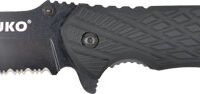 RUKO FOLDER SERRATED 3.25" - BLACK HANDLE CLAMSHELL